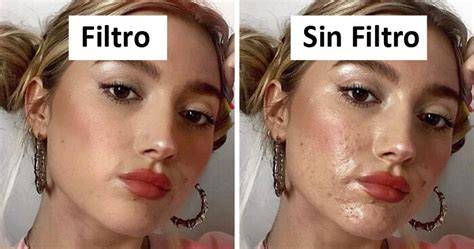 Comparación de rostro con y sin filtro