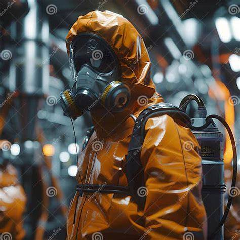 Máscara de gas dentro de una tina