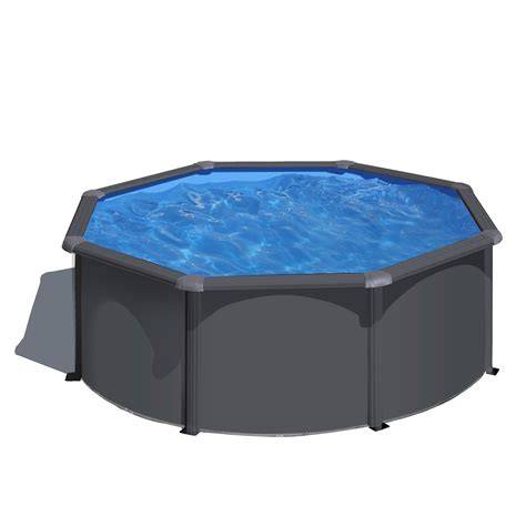 Piscina redonda acero jardín acabado antracita