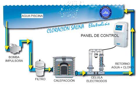 Esquema de electrólisis salina en piscina