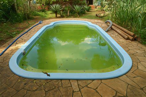 piscina verde con algas visibles