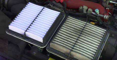 filtro de aire automotriz sucio y limpio