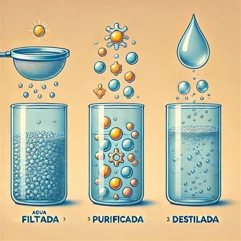 Comparación agua destilada y purificada
