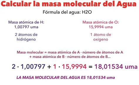 Molécula H2O con masas atómicas
