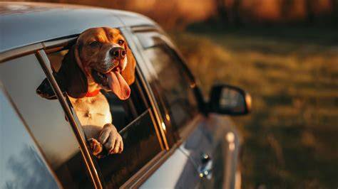 Perro viajando fresco en coche