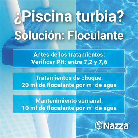 Tratamiento de piscina turbia con floculante
