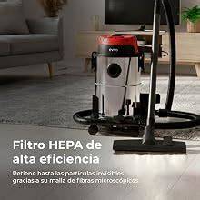 aspiradora True HEPA reteniendo partículas microscópicas