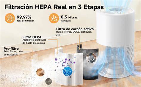 Purificador HEPA filtrando partículas virales