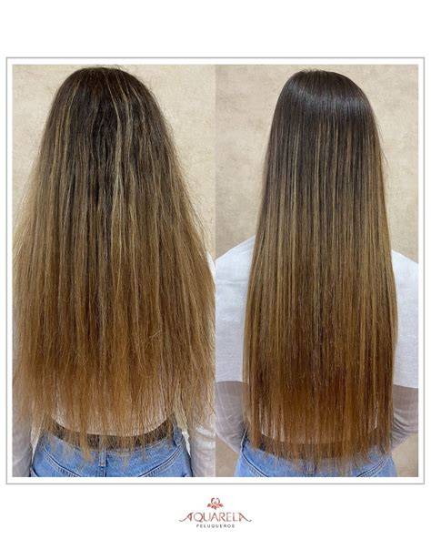 Cabello seco antes y después de mascarilla