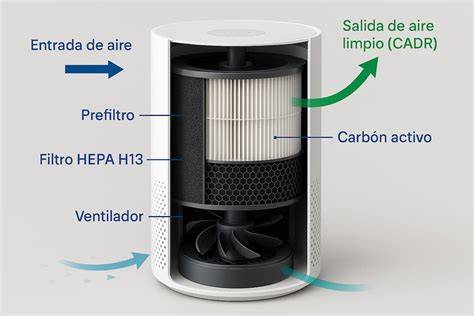 Purificador HEPA limpiando aire interior
